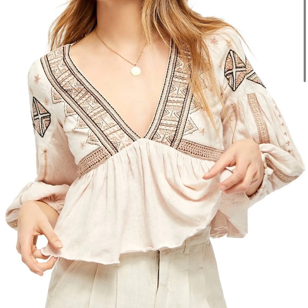 Free People Tops Free People Aria Embroidered Top